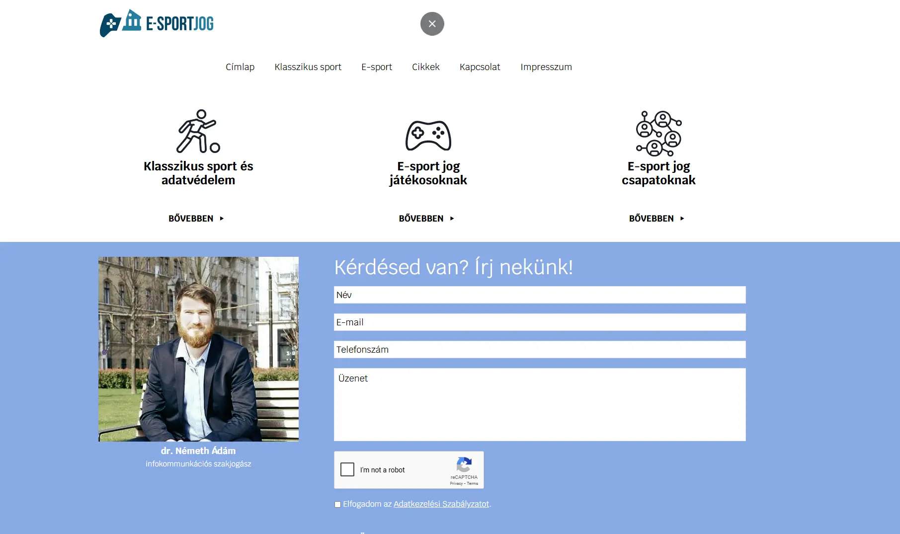 Website development reference – Dr. Ádám Németh Law Office – Esport Law