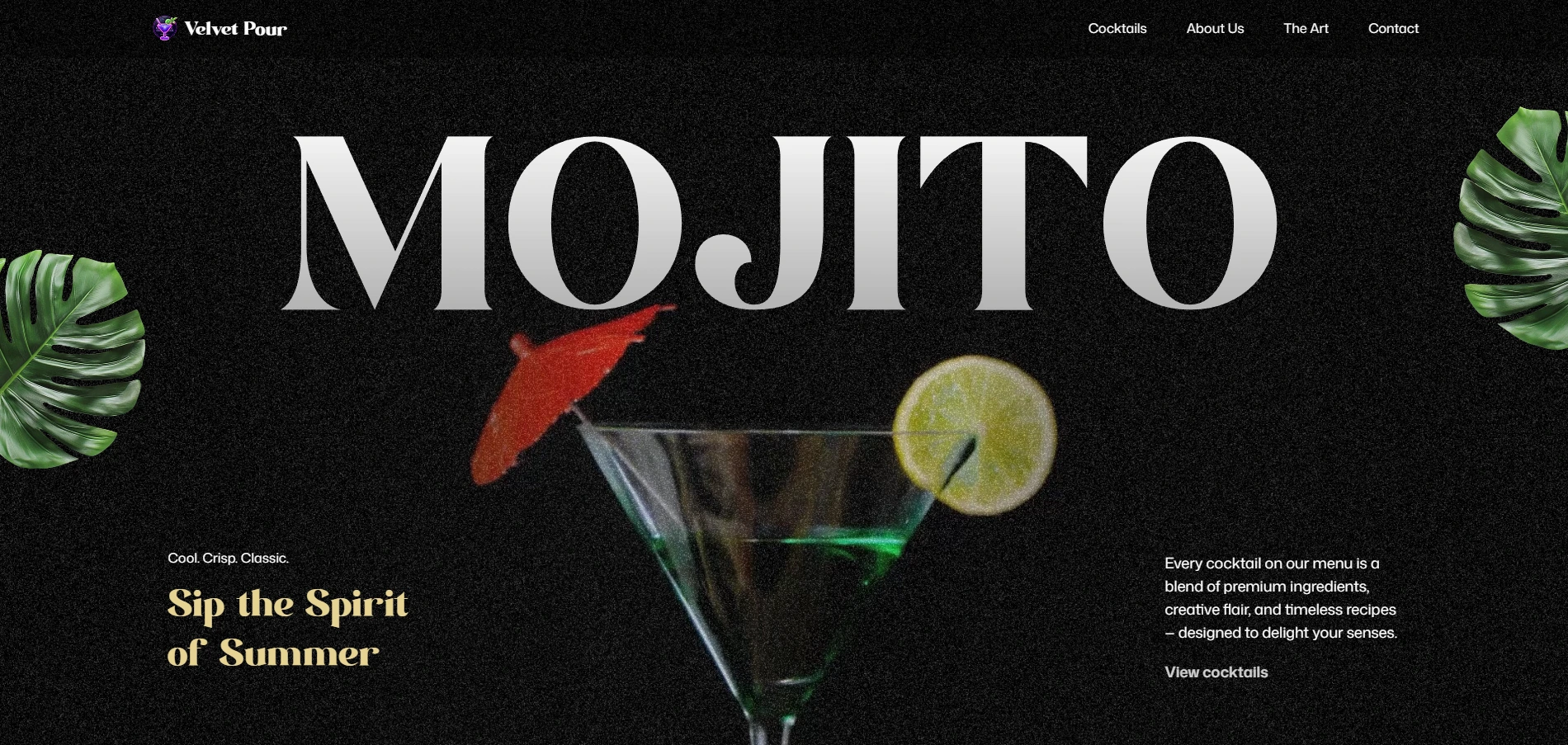 Website development reference – VelvetPour Mojito page